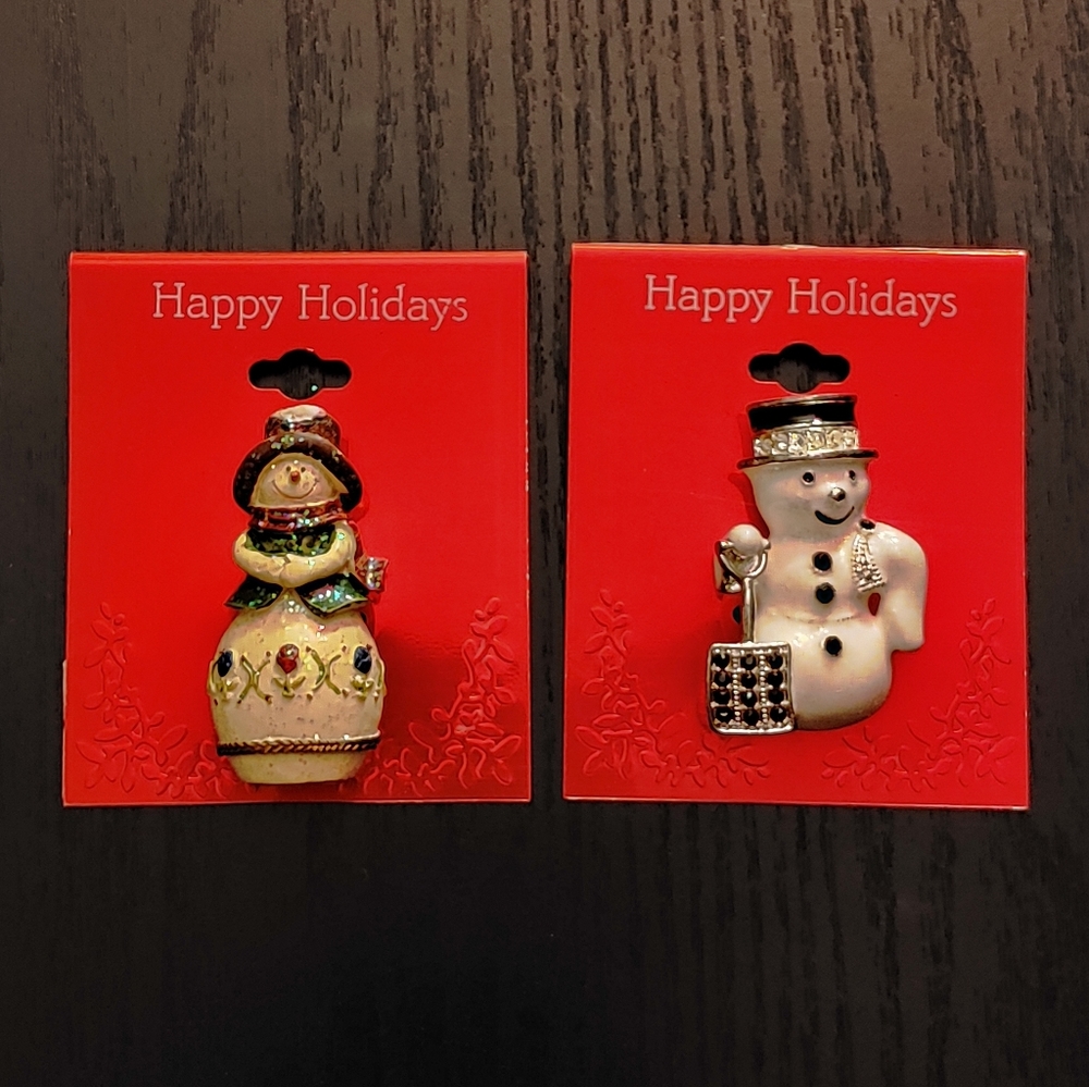 Christmas Broaches / Pins with Glitter and Jewels